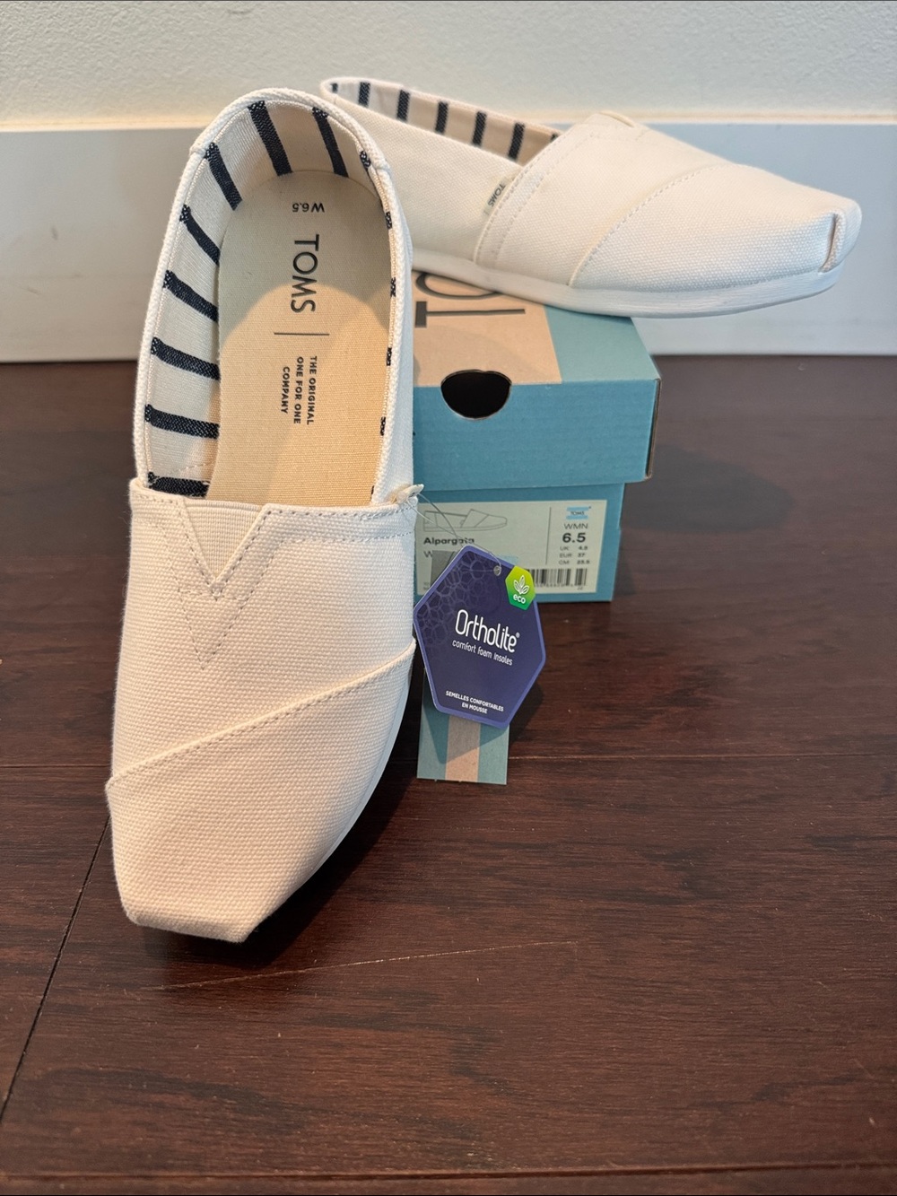 TOMS White Canvas Slip-On Alpargata Shoes